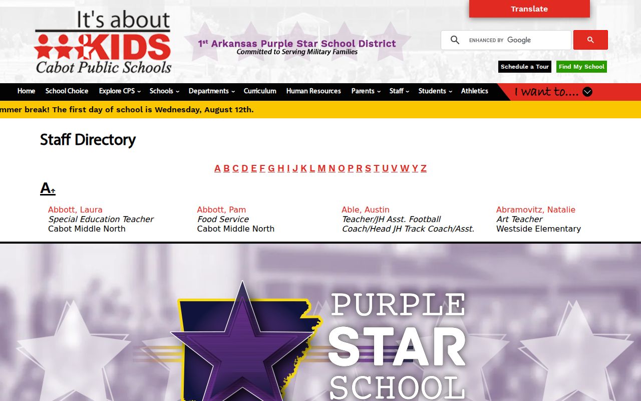 Cabot people directories public schools staff directory