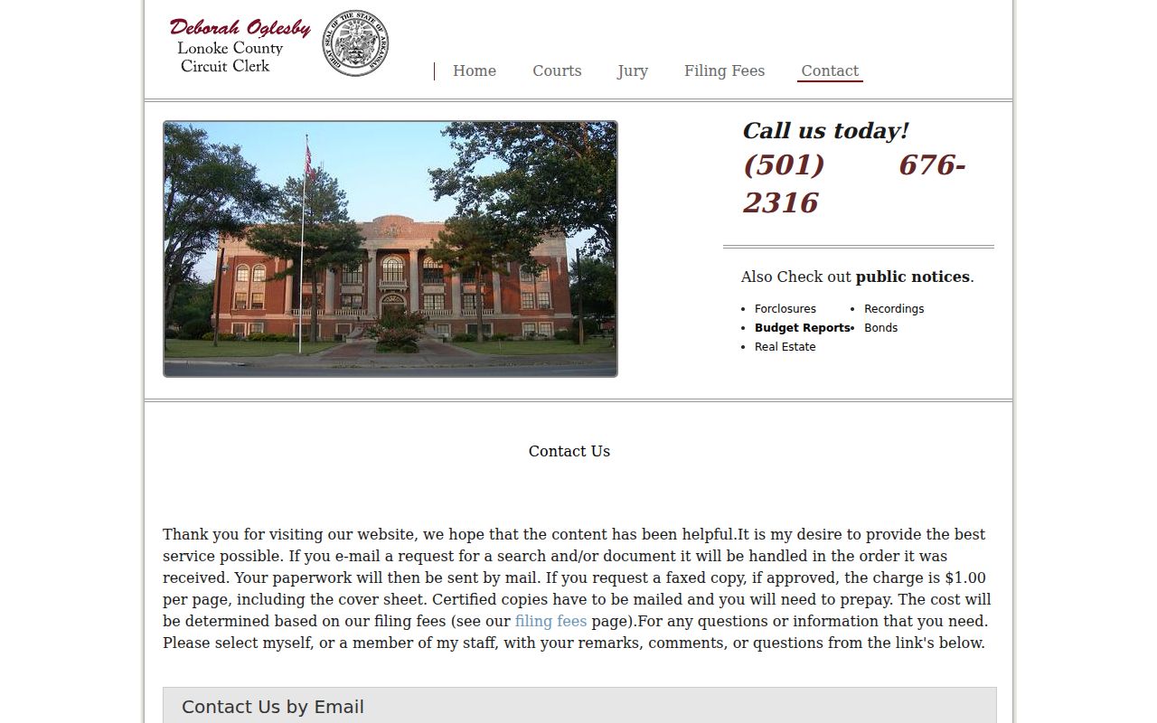 Cabot public records Circuit Clerk document request page for Lonoke County